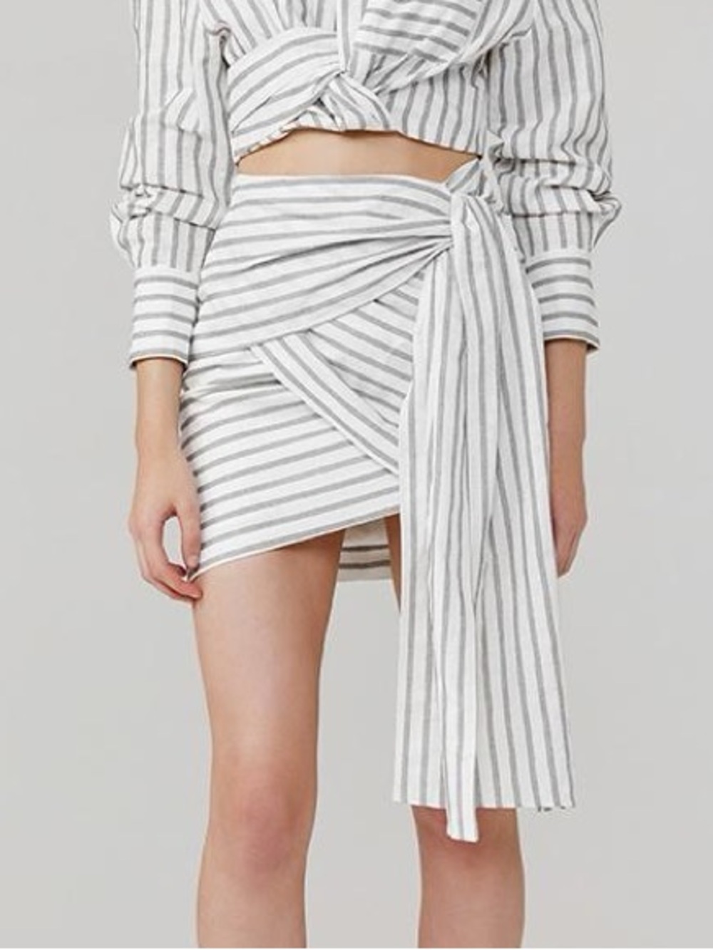 Significant Other Orla Draped Stripe Mini Skirt Size 4 Resortwear Vacation Linen